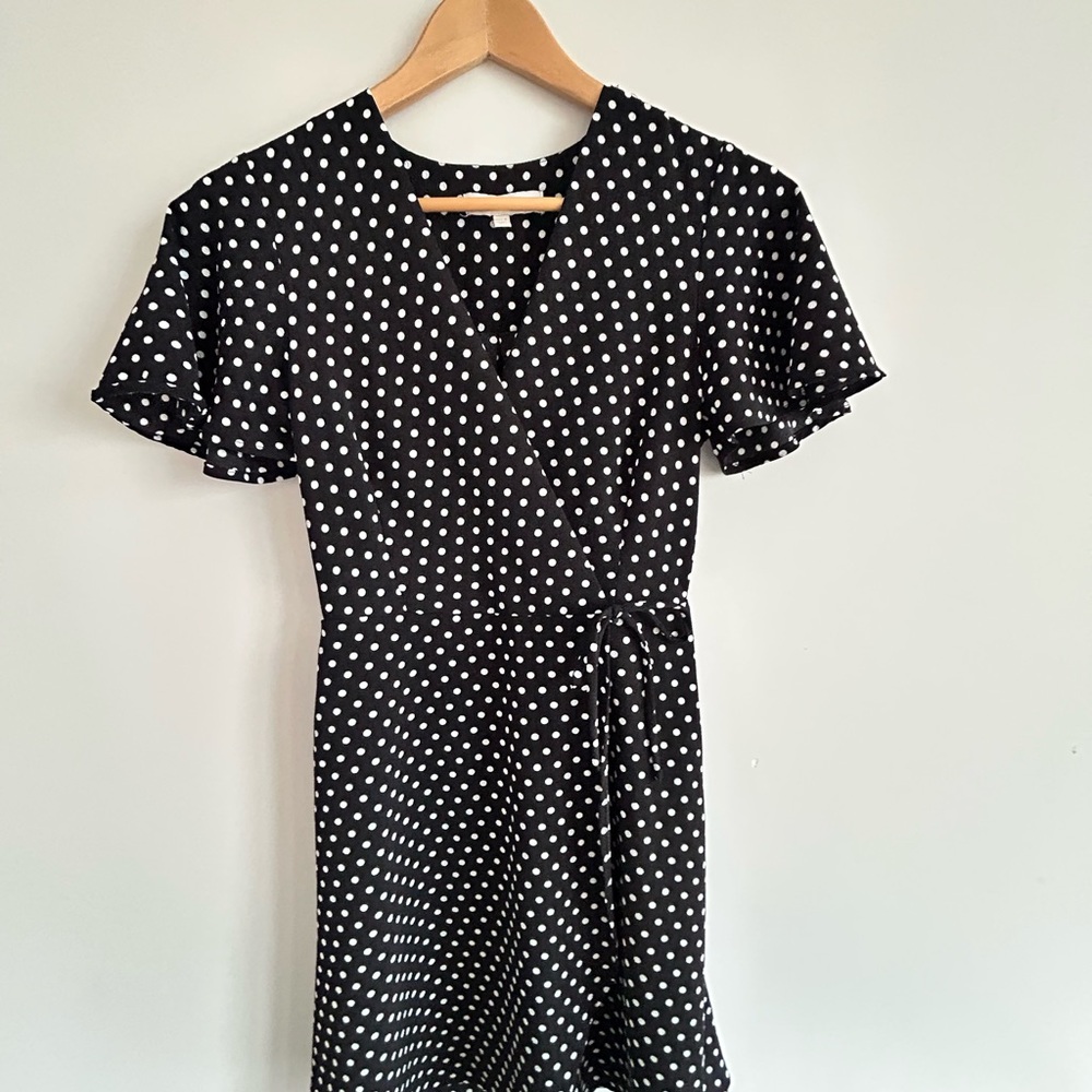 Monteau Black and White Polka Dot Mini Dress - Picture 11 of 11